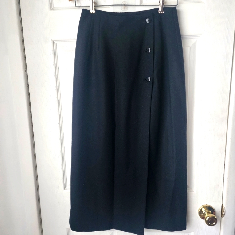 Christian Aujard Black Wool Wrap Skirt